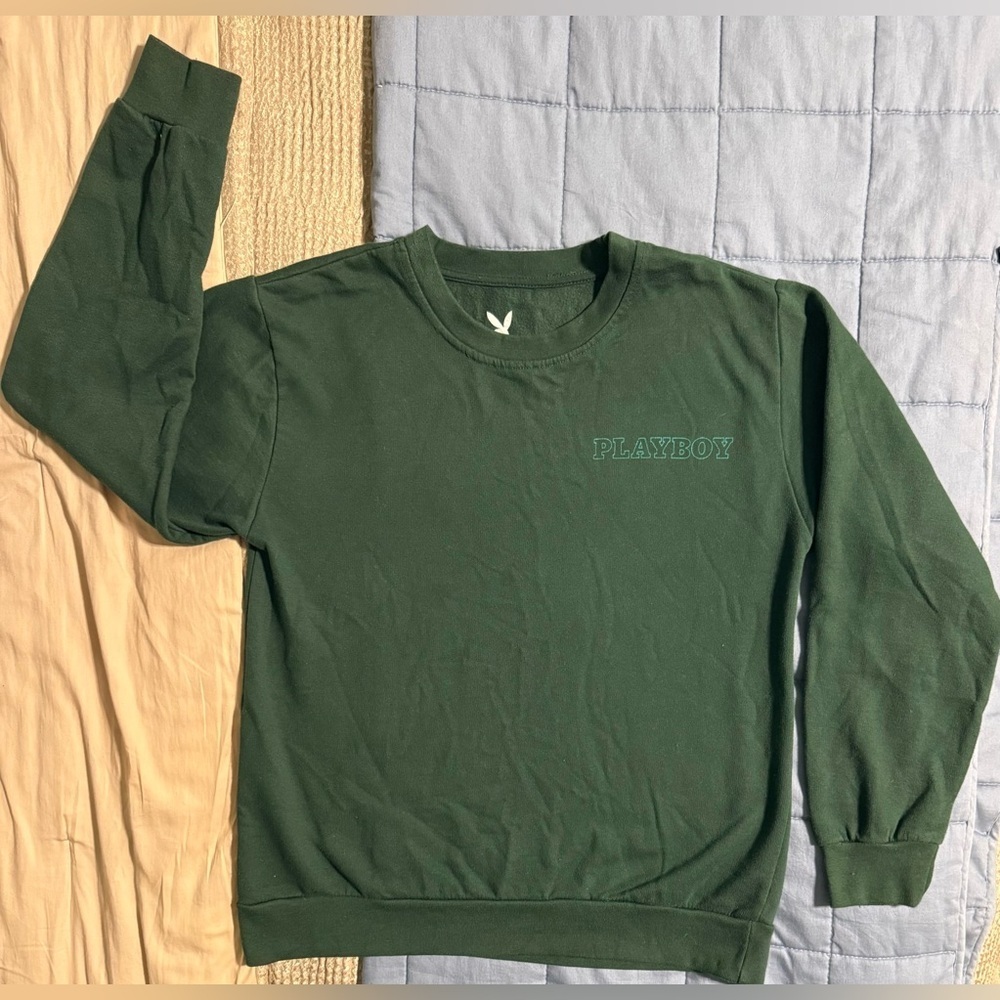 Playboy Logo Crewneck Sweatshirt Green Men’s M Y2K Streetwear 💋🐰